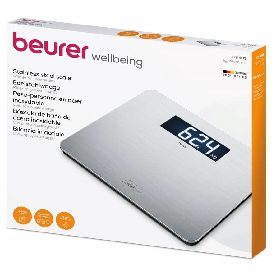 ترازوبیورر مدل  GS405 با سطح استیل ضد زنگ باگارانتی طلایی آرمین درمان|خرید ازنمایندگی رسمی بیورر